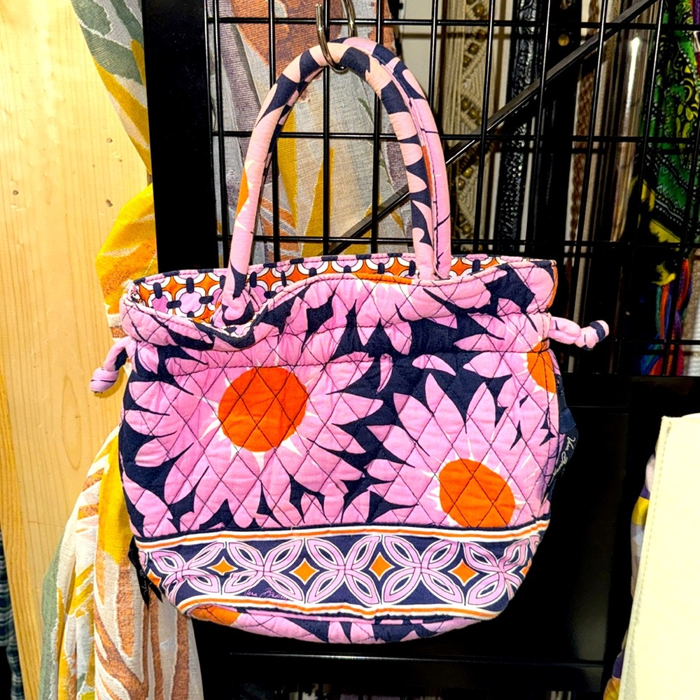 Vera Bradley Quilted Pink Sunflower Print Small Handbag
